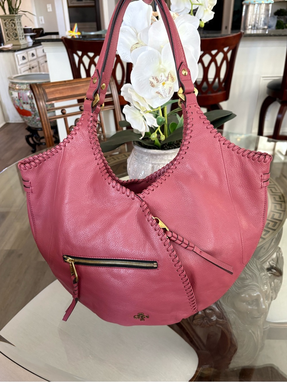 🩷🩷ORyany DARK PINK PEBBLED LEATHER HOBO BAG!🩷🩷